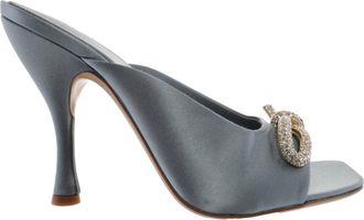 Ferragamo Ferragamo Amy Crystal-Embellished Satin Mules, Size 7.5 C
