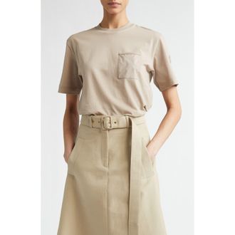 Moncler Mixed Media Patch Pocket T-Shirt in Neutral at Nordstrom, Size X-Small