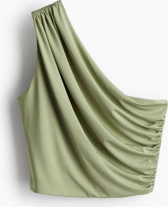 H&M Kurzes One-Shoulder-Top - Green