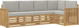vidaXL Conjunto De Sof&aacute;s De Exterior 5 Uds. Blanco Y Gris Claro Vidaxl