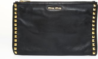 Miu Miu Black Leather Clutch Bag (Pre-Owned)