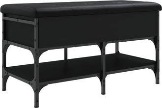 vidaXL Vidaxl - Banco Zapatero Madera De Ingenier&iacute;a Negro 82x42x45 Cm
