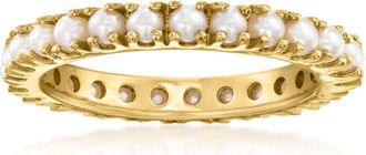 Ross-Simons 2.5mm Cultured Pearl Eternity Band in 18kt Gold Over Sterling