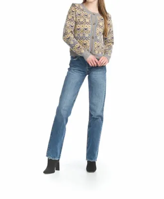 Papillon Global Jacquard Short Cardigan In Multi