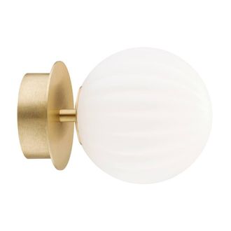 Netlighting Paloma Wall Lamp Opal Matt (Fluted) Brushed Brass in White