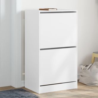 vidaXL Vidaxl - Mueble Zapatero Con 2 Cajones Abatibles Blanco 60x42x108 Cm