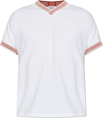 Versace V-Neck T-Shirt - Heren - T-shirts - Wit - M - Katoen - Tops