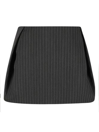 Iro Structured Strapless Mini Skirt with Vertical Pinstripes