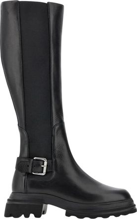 Hogan Korte Laarzen - Dames - Hoge Laarzen - Zwart - 41 EU - Leer - Schoenen