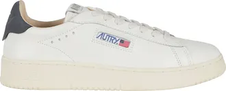 Autry Cream Gray Dallas Low Side Logo Leather Sneakers