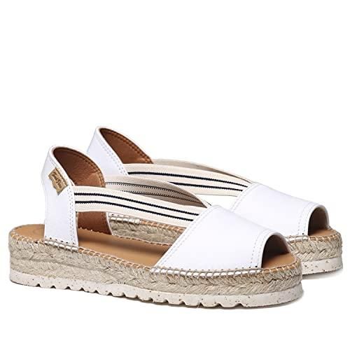 TONI PONS TEIDE-PM - Espadrilles Femme En Cuir Véritable - Semelle Compensée 6cm - Fabriqué En Espagne