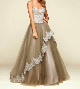 Mac Duggal Tulle Ball Gown In Charcoal