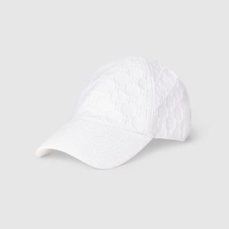Gucci Embossed GG Jersey Baseball Hat, White, Fabric