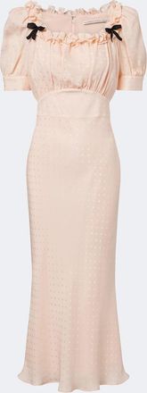 Alessandra Rich Bow-detail ruffled silk jacquard midi dress