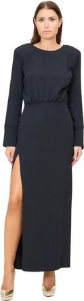 Federica Tosi Lange jurk met Vhals op de rug - Dames - Maxi kleedjes - Zwart - M - Kleedjes