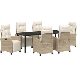 vidaXL Conjunto De Comedor De Jard&iacute;n 7 Pcs Beige Rat&aacute;n Sint&eacute;tico Vidaxl