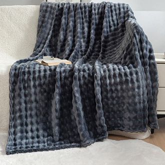 OEM Manta De Franela De Microfibra Para Adultos Y Ni&ntilde;os, Manta De Cama/sof&aacute; De Terciopelo Burbuja Ultrasuave Y C&aacute;lida (130x155cm, Gris)