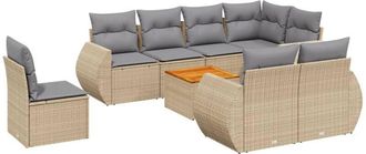 vidaXL Set De Sof&aacute;s De Jard&iacute;n 9 Pzas Con Cojines Rat&aacute;n Sint&eacute;tico Beige Vidaxl