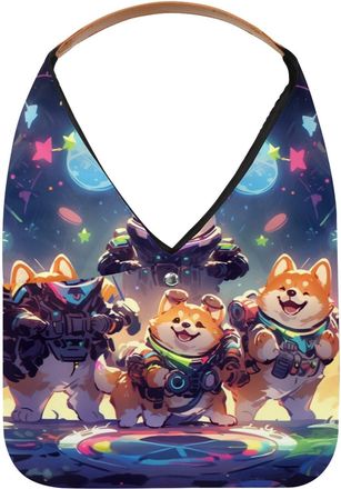 Generic Cute Space Dog Reusable Lightweight Grocery Bags - Foldable Into Compact Pouch, Washable & Sturdy, Multipurpose for Shopping and Travel