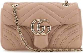 Gucci Powder Pink Nappa Leather Small Gg Marmont Shoulder Bag