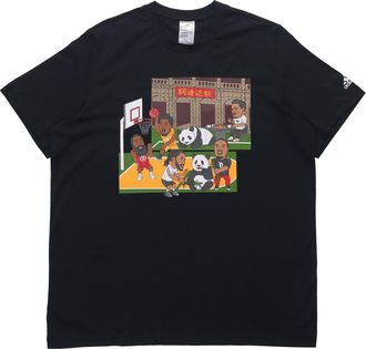 adidas China Tee Basketball Sports Funny Printing Round Neck Short Sleeve Black GU6283