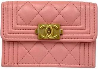 Chanel Pre-owned Boy Trifold Wallet - Dames - Vintage Accessoires - Roze - ONE Size - Leer - Vintage