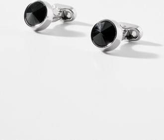 Mon Art Mens Black Swarovski crystal cufflinks