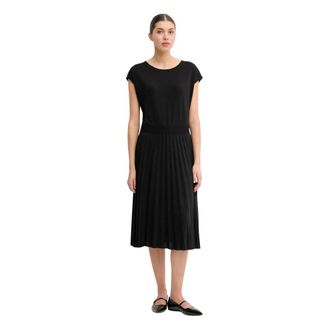 Marc O'Polo Vestido de manga corta plisada - Dresses - Mujer - Negro - S