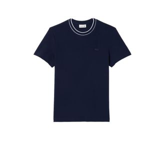 Lacoste T-Shirts, male, Blue, Size: XL Stretch Piqu&eacute; Striped Collar T-Shirt