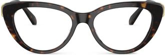 Swarovski hinged crystal-embellished cat-eye glasses - women - Crystal/Acetate - 51 - Brown