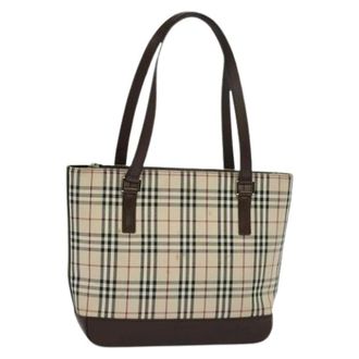 Burberry Pre-owned Tote Bags, female, Beige, Size: ONE SIZE Pre-owned Canvas Tote