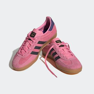 adidas Sneaker ADIDAS ORIGINALS GAZELLE INDOOR, Damen, Gr. 40, schwarz (bliss pink, core schwarz, collegiate lila), Leder, Synthetik, Schuhe Sneaker