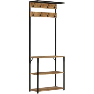 vidaXL Appendiabiti con Scarpiera 68x30x182 cm Massello Mango Grezzo vidaXL