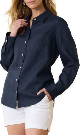 Tommy Bahama Coastalina Linen Button-Up Shirt in Coastline at Nordstrom, Size Medium