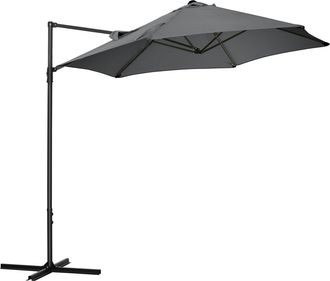 OUTSUNNY 2.5M Offset Roma Patio Umbrella W/ 360&deg; Rotation and Base - Dark Grey | TJ Hughes