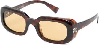 Miu Miu Eyewear SMUB13 Tortoiseshell Rectangular Sunglasses - Brown