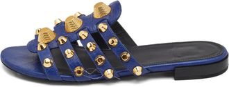Balenciaga Sandali slides in pelle con borchie - Blu