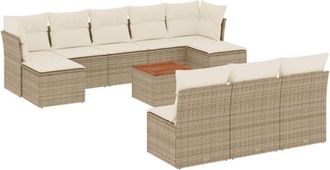 vidaXL Set De Sof&aacute;s De Jard&iacute;n 11pzas Con Cojines Rat&aacute;n Sint&eacute;tico Beige Vidaxl