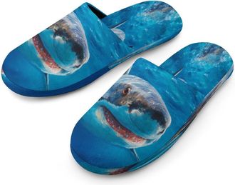 Generic Shark Ocean Painting Mens Cozy Memory Foam Slippers Warm Cotton House Shoes Comfy Slipper for Indoor Outdoor