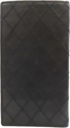 Chanel Black Leather Long Wallet (Bi-Fold) (Pre-Owned)