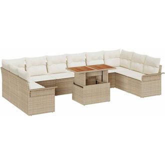 vidaXL Conjunto De Sof&aacute; De Jard&iacute;n 11 Pcs Beige Polirat&aacute;n