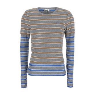 Ganni Camiseta de manga larga con cuello redondo - Tops - Mujer - Multicolor - XS