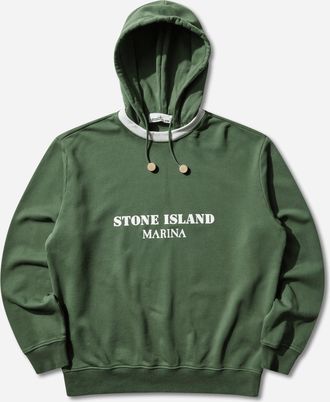 Stone Island Men s Marina Oversized Fit Cotton Fleece Hoodie Quartz Green