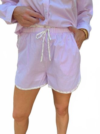 Merci Ditsy Floral Short Set In Striped Pink