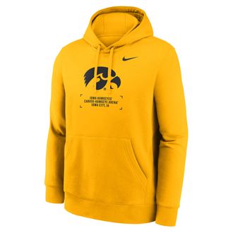 Nike Iowa Club Basketball 2-Hit Nike Mens College Pullover Hoodie in Yellow | NKDK76IIA-DV1