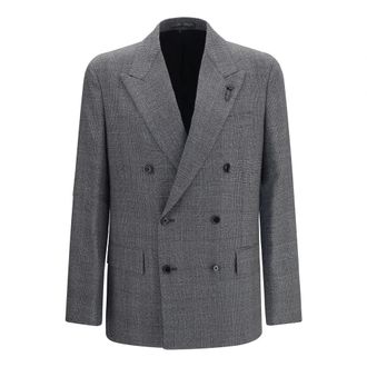 Lardini Dubbelrijige wollen blazer - Heren - Jassen - Grijs - Maat: L Wol