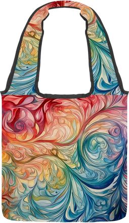 Generic Mysterious Artistic Abstract Swirls Pattern Reversible Canvas Shoulder Tote - Double-Sided Print, 12oz Cotton, 27cm Drop, Fold-Flat Bag for Travel, Sh