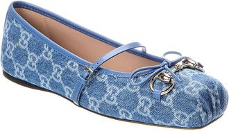 Gucci Horsebit Denim Ballet Flat