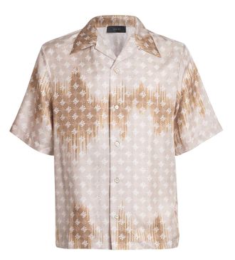 Amiri Ma Quad Logo-Monogrammed Silk Shirt Size L