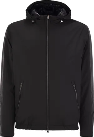 Herno Technical Fabric Bomber Jacket With Hood